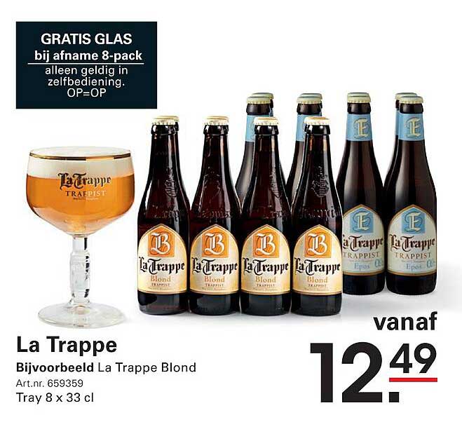 La Trappe Bijvoorbeeld La Trappe Blond Gratis glas bij afname 8-pack