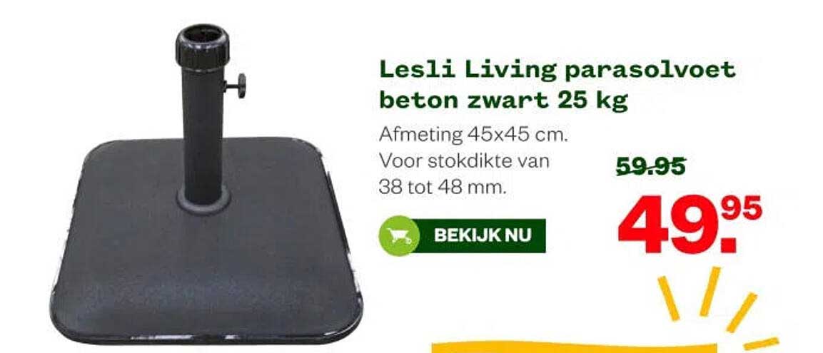 Lesli Living parasolvoet beton zwart 25 kg