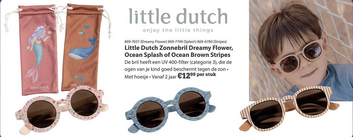 Little Dutch Zonnebril Dreamy Flower, Ocean Splash of Ocean Brown Stripes