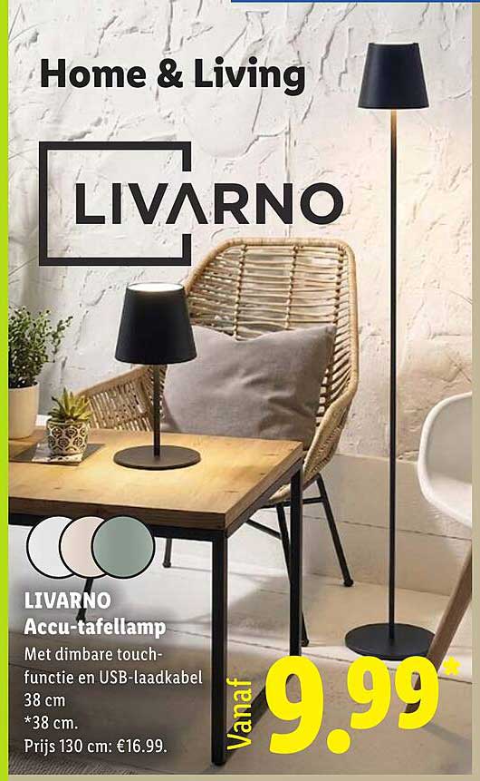 LIVARNO Accu-tafellamp Met dimbare touch-functie en USB-laadkabel 38 cm