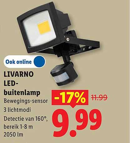 LIVARNO LED-buitenlamp Bewegings-sensor 3 lichtmodi Detectie van 160°, bereik 1-8 m 2050 lm -17%