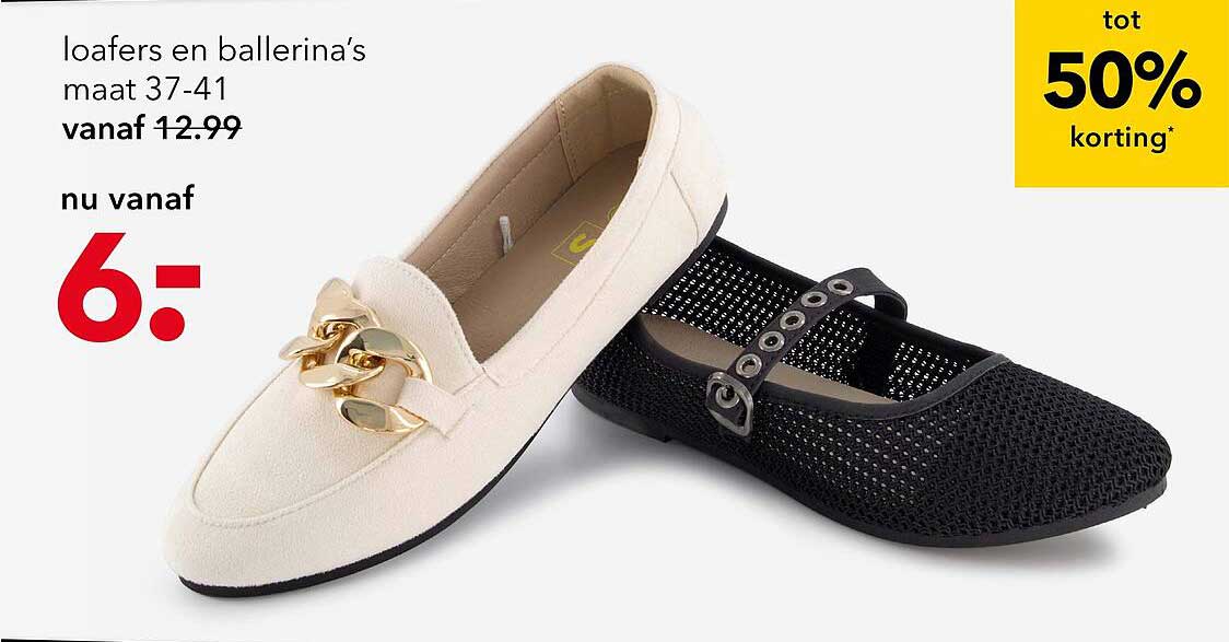 loafers en ballerina’s maat 37-41 vanaf 12.99
