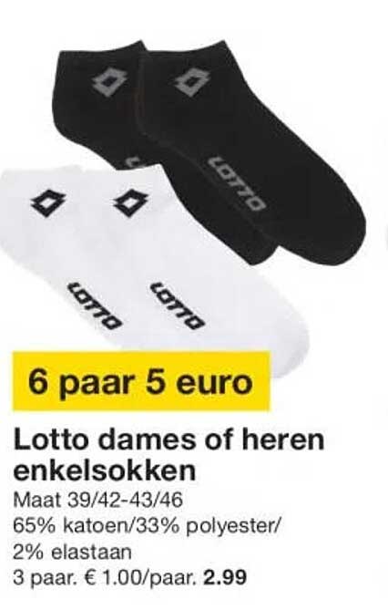 Lotto dames of heren enkelsokken 6 paar 5 euro