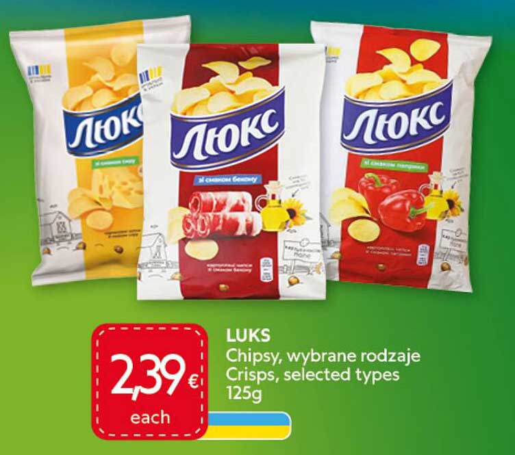 LUKS Chipsy, wybrane rodzaje Crisps, selected types 125g