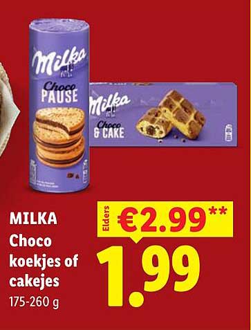 MILKA Choco koekjes of cakejes 175-260 g