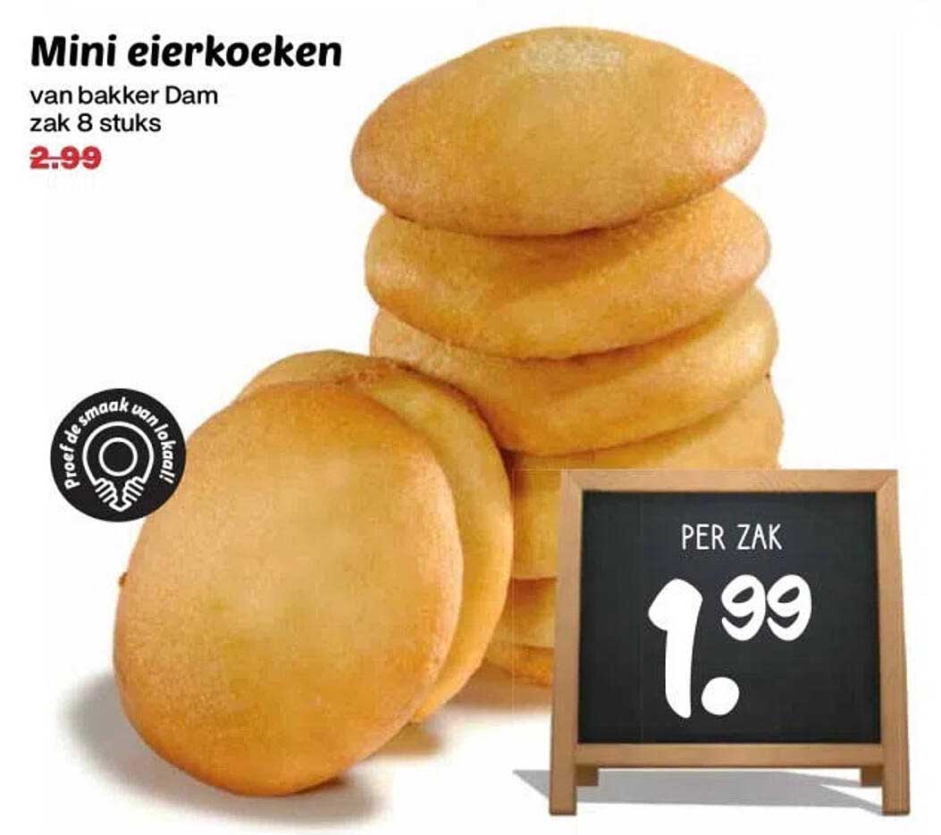 Mini eierkoeken van bakker Dam zak 8 stuks