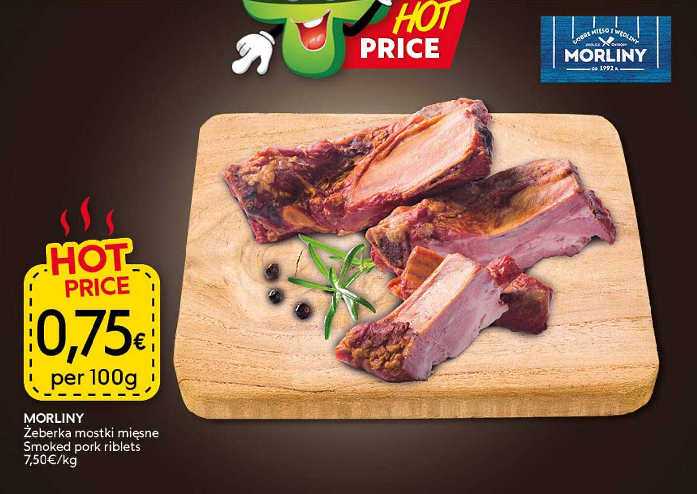 MORLINY Żeberka mostki mięsne Smoked pork riblets