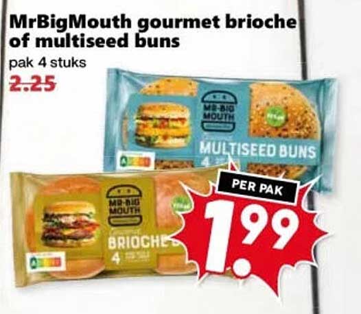 MrBigMouth gourmet brioche of multiseed buns pak 4 stuks