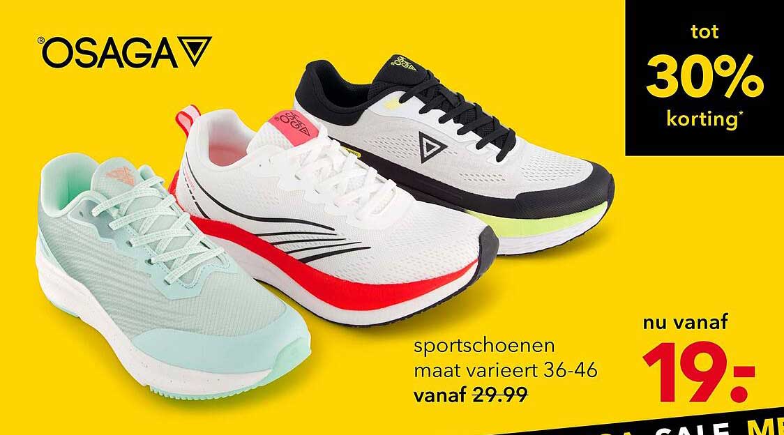 OSAGA sportschoenen maat varieert 36-46 tot 30% korting