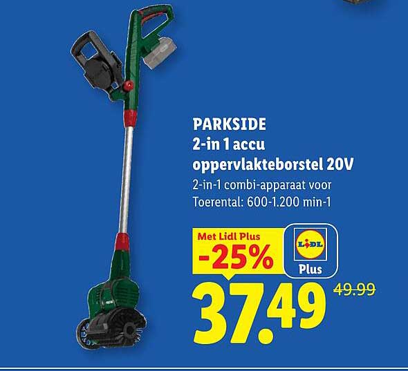 PARKSIDE 2-in 1 accu oppervlakteborstel 20V Met Lidl Plus -25%