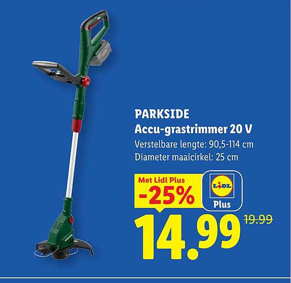 PARKSIDE Accu-grastrimmer 20 V Met Lidl Plus -25%
