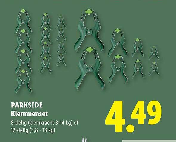PARKSIDE Klemmenset 8-delig (kleinkracht 3-14 kg) of 12-delig (3,8 - 13 kg)