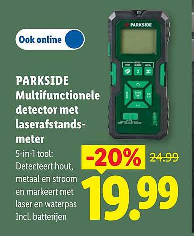 PARKSIDE Multifunctionele detector met laserafstands-meter -20%