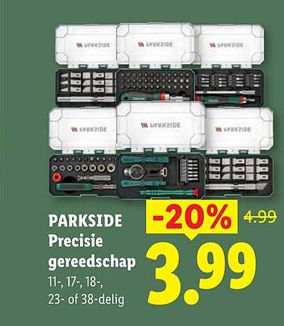 PARKSIDE Precisie gereedschap 11-, 17-, 18-, 23- of 38-delig -20%