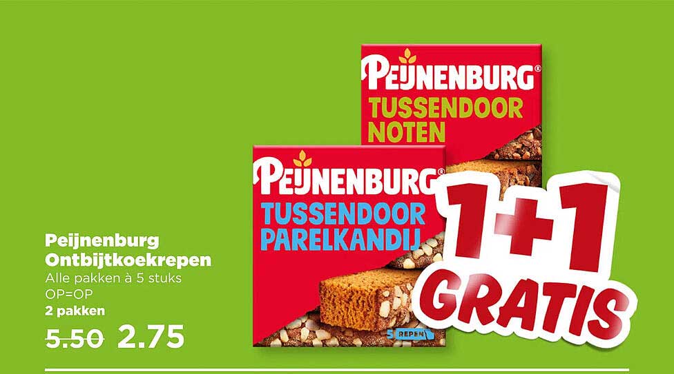 Peijnenburg Ontbijtkoekrepen 1+1 gratis