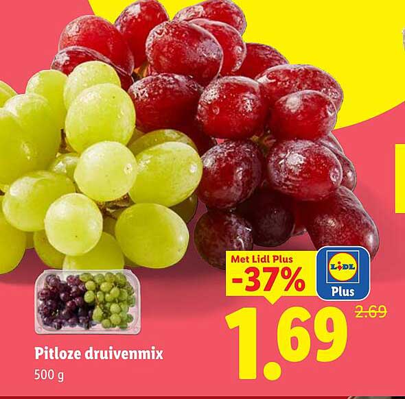 Pitloze druivenmix 500 g Met Lidl Plus -37%