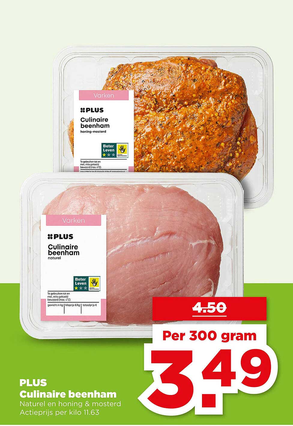 PLUS Culinaire beenham Natuur en honing & mosterd