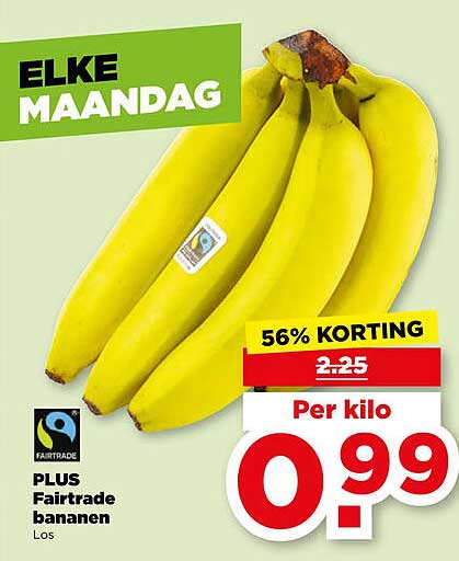 PLUS Fairtrade bananen Los 56% KORTING