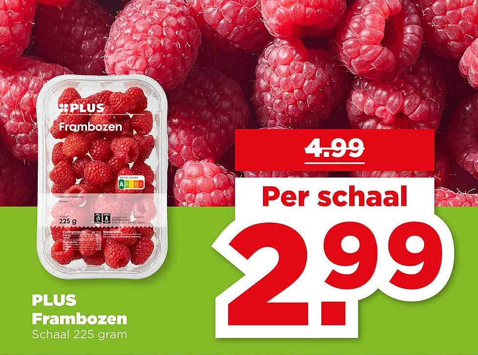 PLUS Frambozen Schaal 225 gram