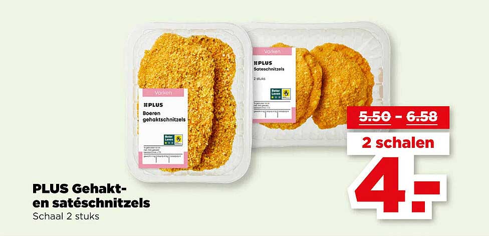 PLUS Gehakt- en satéschnitzels - 2 schalen