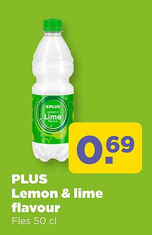 PLUS Lemon & lime flavour Fles 50 cl