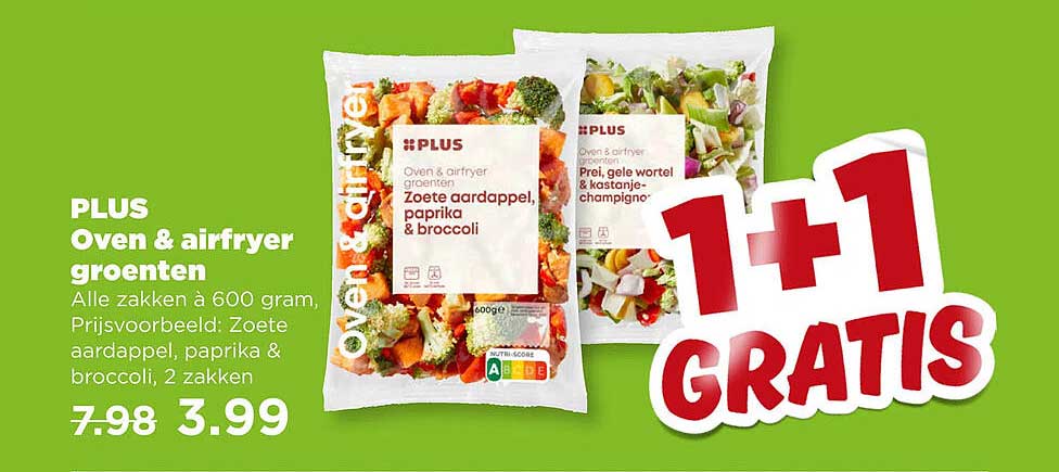 PLUS Oven & airfryer groenten 1+1 GRATIS