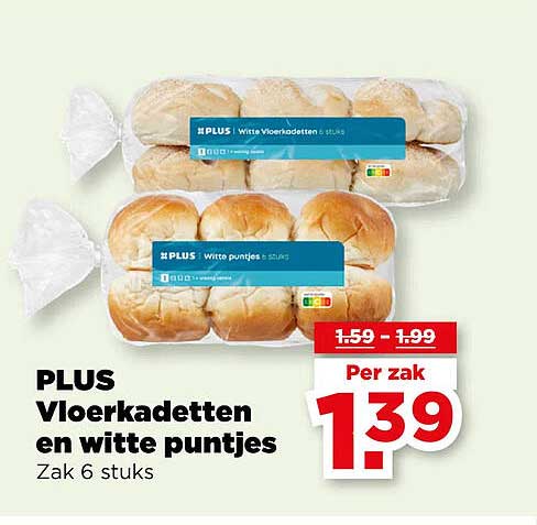 PLUS Vloerkadetten en witte puntjes Zak 6 stuks