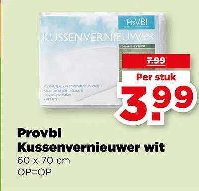 Provbi Kussenvvernieuwer wit 60 x 70 cm OP=OP
