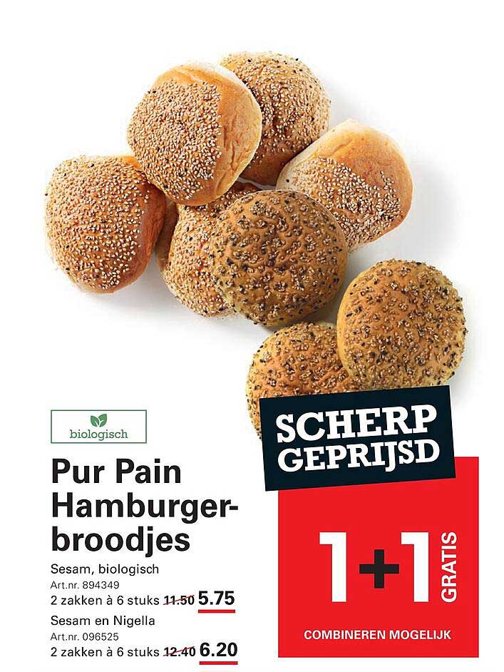 Pur Pain Hamburger-broodjes 1+1 gratis