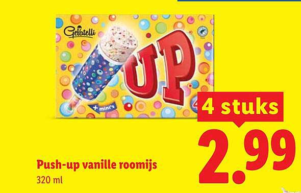 Push-up vanille roomijs 320 ml 4 stuks