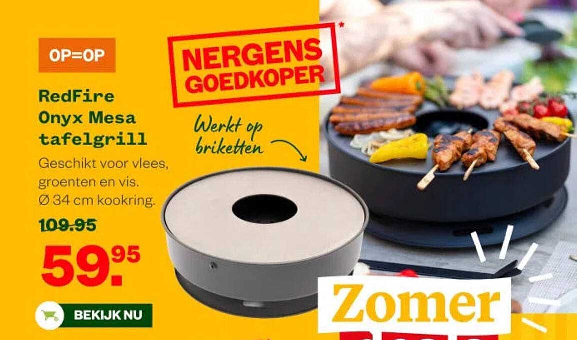 RedFire Onyx Mesa tafelgrill Op=Op Nergens Goedkoper