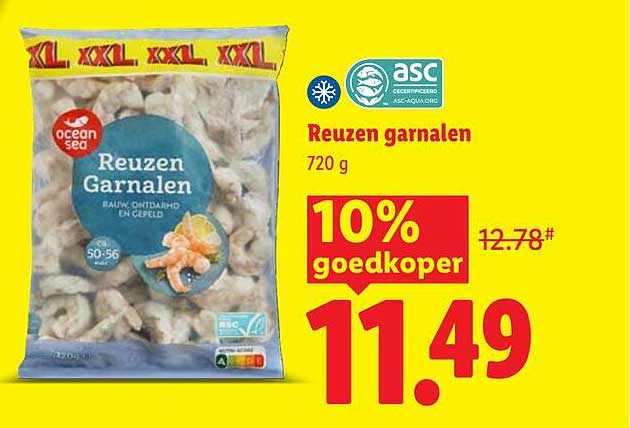 Reuzen garnalen 720 g 10% goedkoper