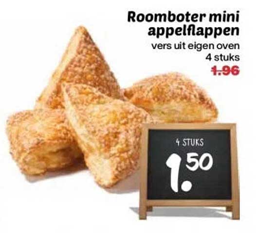 Roomboter mini appelflappen vers uit eigen oven 4 stuks