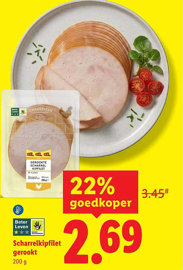 Scharrelkipfilet gerookt 22% goedkoper