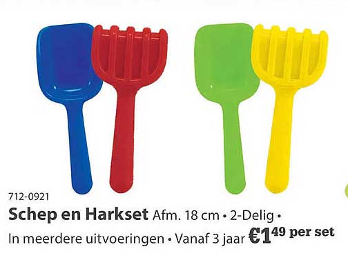 Schep en Harkset Afm. 18 cm • 2-Delig • In meerdere uitvoeringen • Vanaf 3 jaar