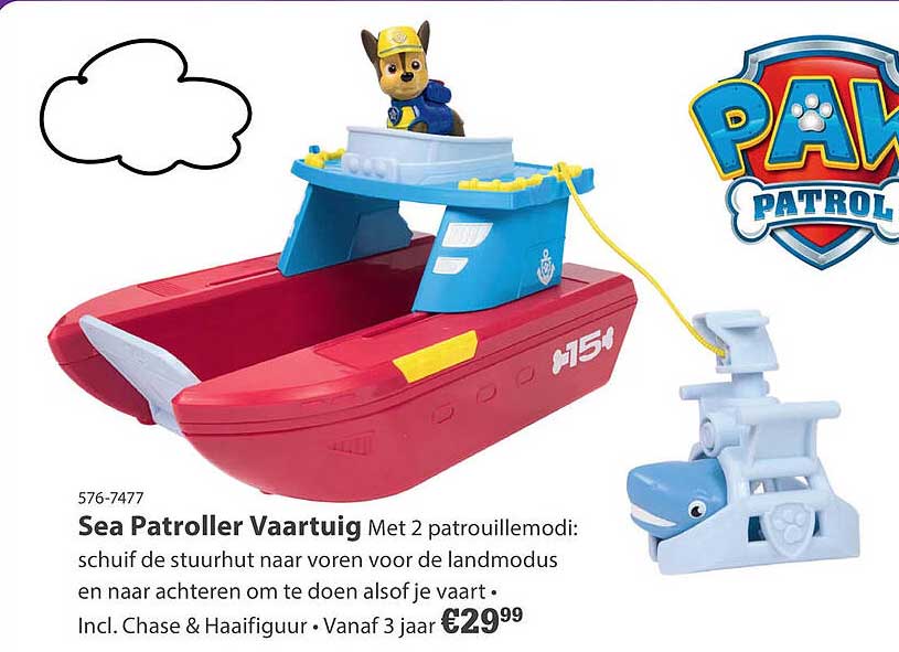 Sea Patroller Vaartuig Met 2 patrouillemodi: schuif de stuurhut naar voren voor de landmodus en naar achteren om te doen alsof je vaart