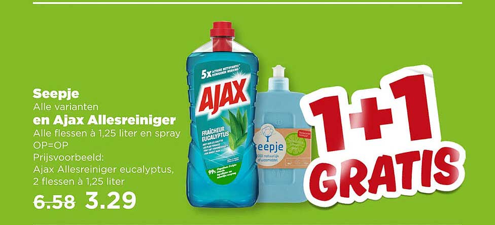Seepje Alle varianten en Ajax Allesreiniger 1+1 GRATIS
