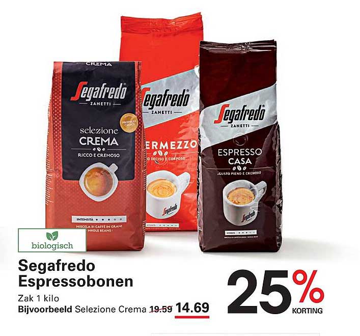 Segafredo Espressobonen 25% korting