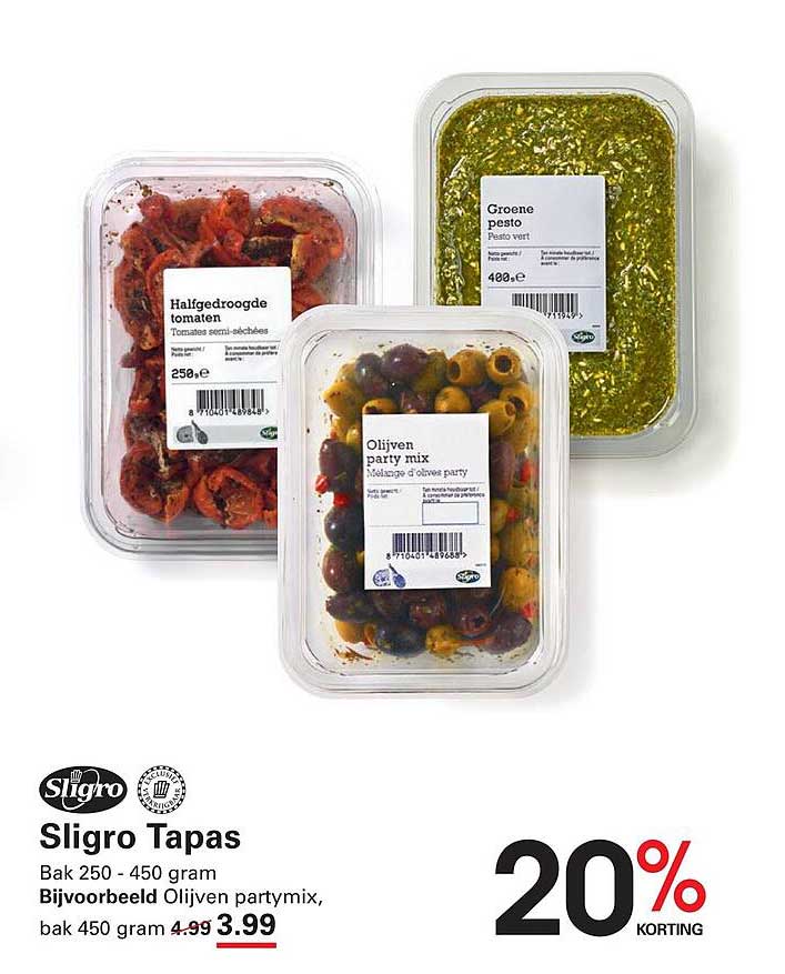 Sligro Tapas Bak 250 - 450 gram 20% KORTING