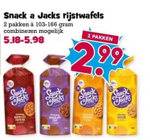 Snack a Jacks rijstwafels 2 pakken à 103-166 gram combineren mogelijk 2 pakken
