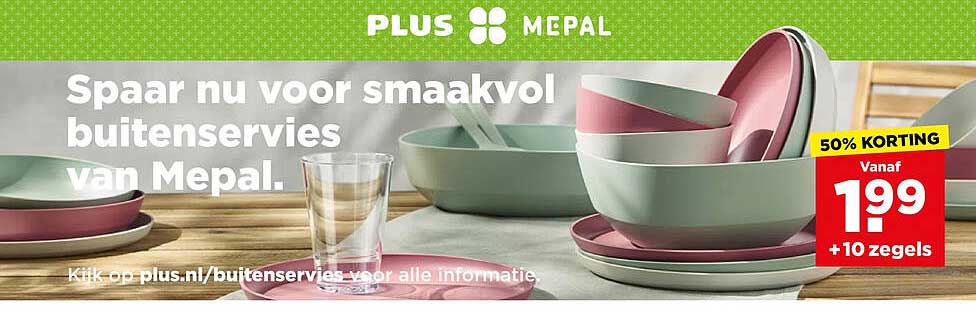 Sparen nu voor smaakvol buitensservies van Mepal. 50% KORTING
