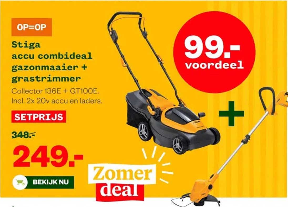 Stiga accu combideal gazonmaaier + grastrimmer
