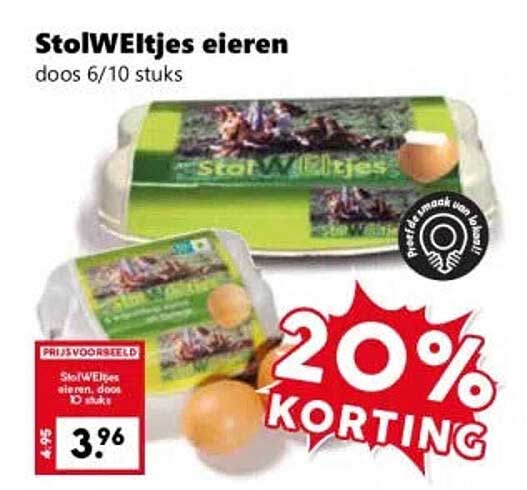 StolWeltjes eieren doos 6/10 stuks 20% korting