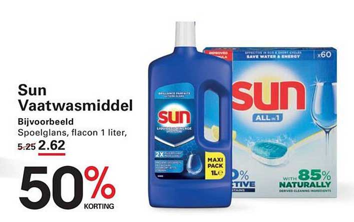 Sun Vaatwasmiddel Bijvoorbeeld Spoelglans, flacon 1 liter 50% KORTING