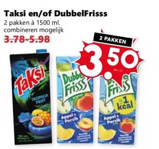Taksi en/of Dubbelfrisss 2 pakken à 1500 ml, combineren mogelijk 2 pakken
