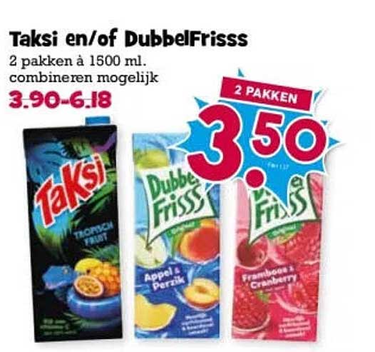 Taksi en/of DubbelFrisss 2 pakken à 1500 ml. combineren mogelijk 2 PAKKEN