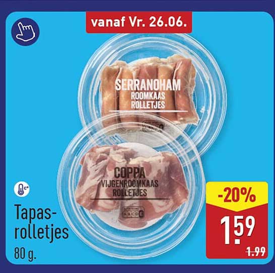 Tapas-rolletjes 80 g -20%