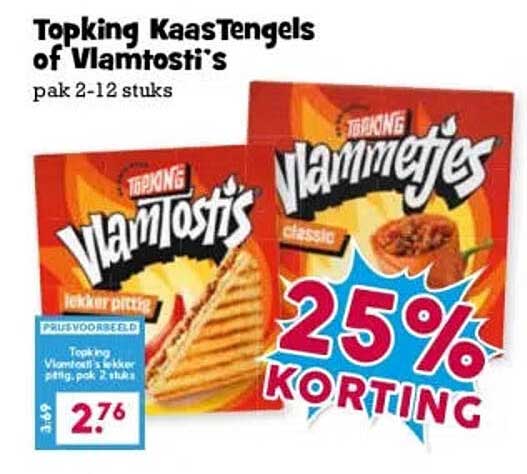 Topking Kaastengels of VlamTosti's 25% KORTING