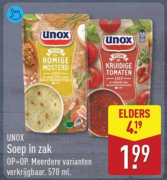 UNOX Soep in zak OP=OP. Meerdere varianten verkrijgbaar. 570 ml.