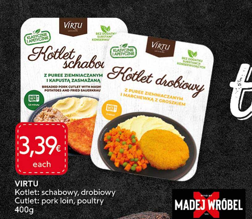 VIRTU Kotlet: schabowy, drobiowy 400g